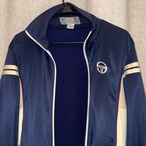 Retro Sergio Tacchini | Tennis/Track Jacket | Navy and Cream| US Men’s 40